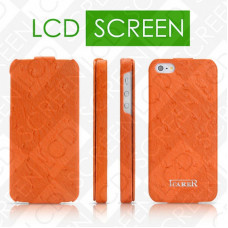 Чехол iCarer для iPhone 5/5S Fake Ostrich Orange (flip) (RIP509)