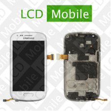 Дисплей для Samsung Galaxy S3 mini I8190 с сенсорным экраном, белый с рамкой, модуль ( дисплей + тачскрин )