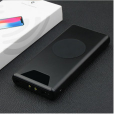 Внешний аккумулятор 10000mAh с беспроводной зарядкой, PowerBank, черный
