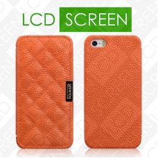 Чехол iCarer для iPhone 5/5S Classic Check Orange (side-open) (RIP519)