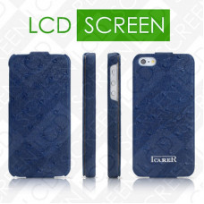 Чехол iCarer для iPhone 5/5S Fake Ostrich Blue (flip) (RIP509)