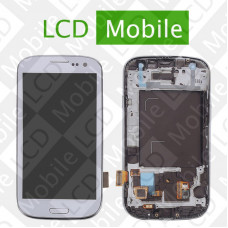 Дисплей для Samsung Galaxy S3 Duos I9300I, Galaxy S3 Neo I9301 с сенсорным экраном, белый с рамкой, модуль ( дисплей + тачскрин )