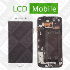 Дисплей для Samsung Galaxy S6 Edge G925, G925F с сенсорным экраном, белый с рамкой, модуль ( дисплей + тачскрин )