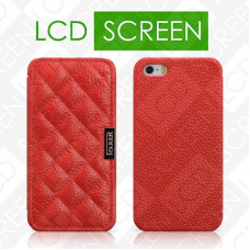 Чехол iCarer для iPhone 5/5S Classic Check Red (side-open) (RIP51 )