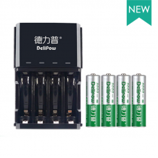 Зарядное устройство Delipow DLP-406 для аккумуляторов АА/ААА 4 слота + 4 аккумулятора AA 3000 mAh