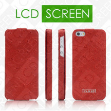 Чехол iCarer для iPhone 5/5S Fake Ostrich Red (flip) (RIP509)