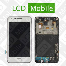 Дисплей для Samsung Galaxy S2 I9100 с сенсорным экраном, белый с рамкой, модуль ( дисплей + тачскрин )
