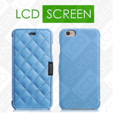 Чехол iCarer для iPhone 6 Microfiber Check Blue (side-open) (RIP604)