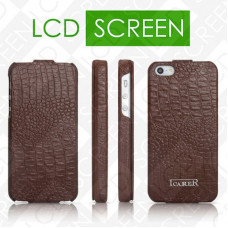 Чехол iCarer для iPhone 5/5S Fake Crocodile Brown (flip) (RIP509)